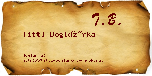 Tittl Boglárka névjegykártya